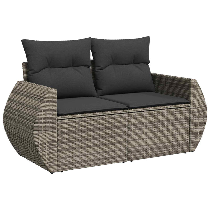 Sofa Sæt 8 stk. Grå og Mørkegrå Poly Rattan og Stål