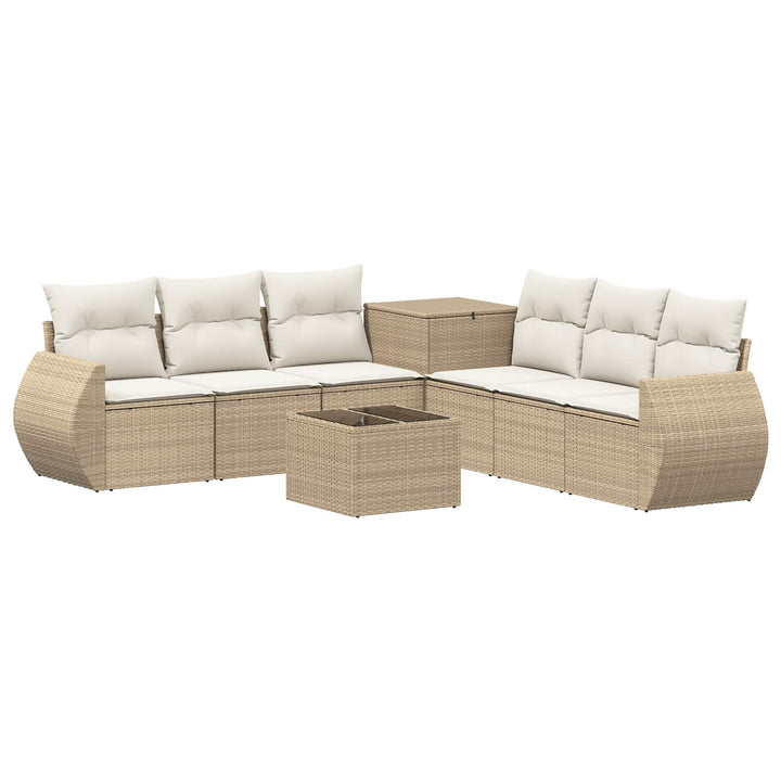 Sofa Sæt 8 stk. Beige og cremehvid Poly Rattan og Stål