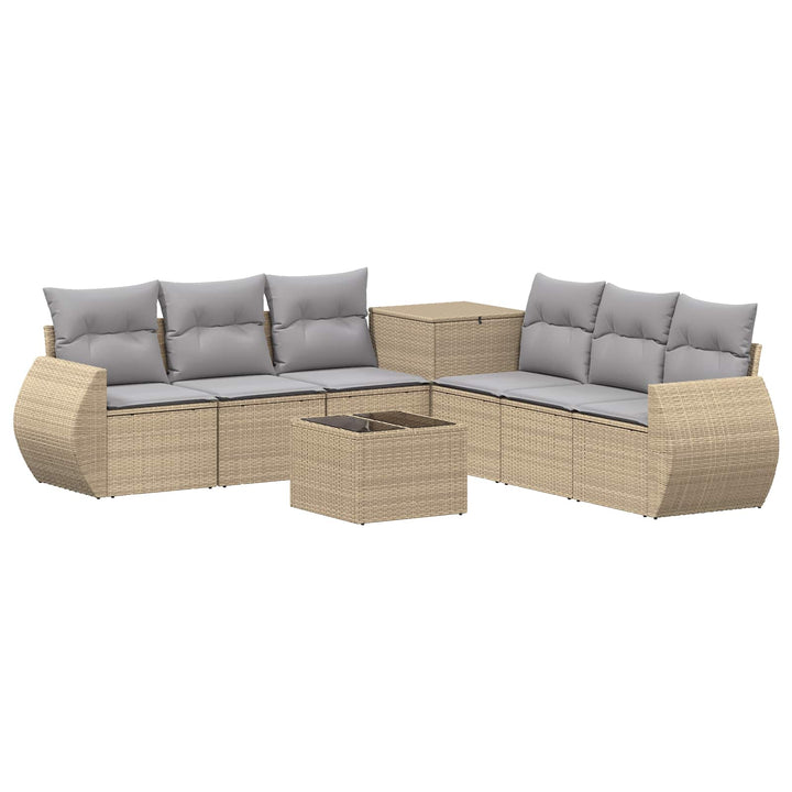 Sofa Sæt 8 stk. Beige og lys grå Poly Rattan og Stål