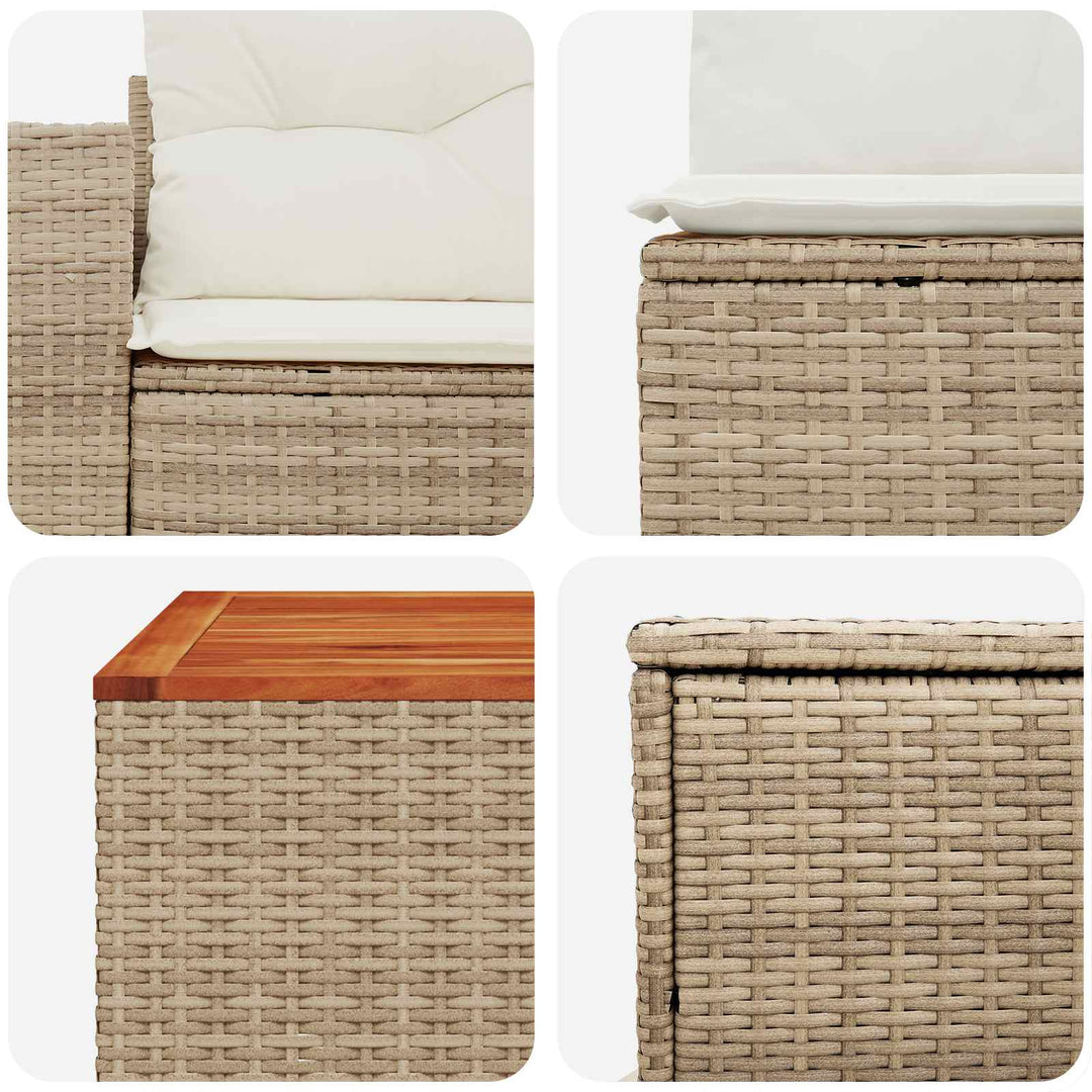 Sofa Sæt 8 stk. Beige og cremehvid Poly Rattan og Stål