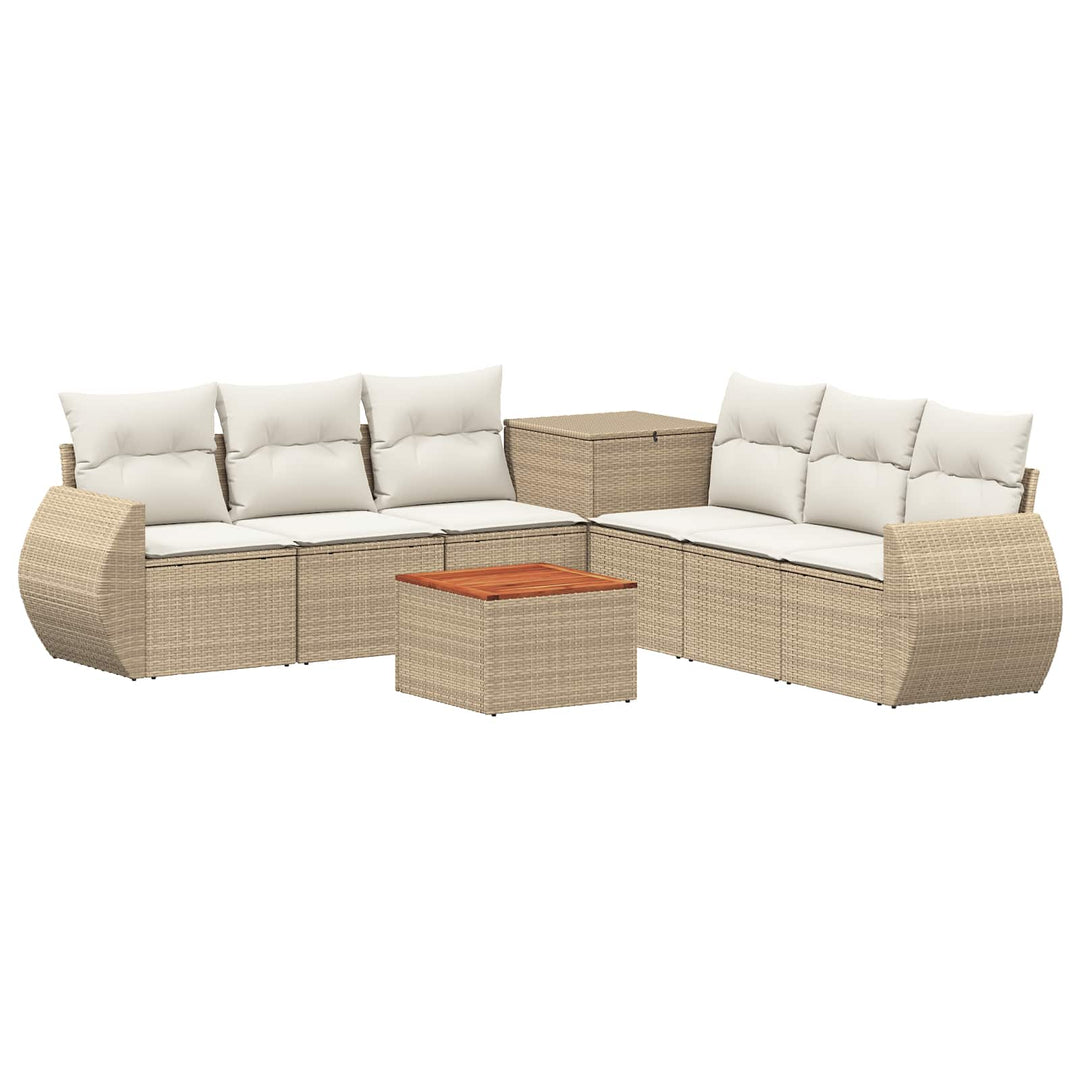 Sofa Sæt 8 stk. Beige og cremehvid Poly Rattan og Stål