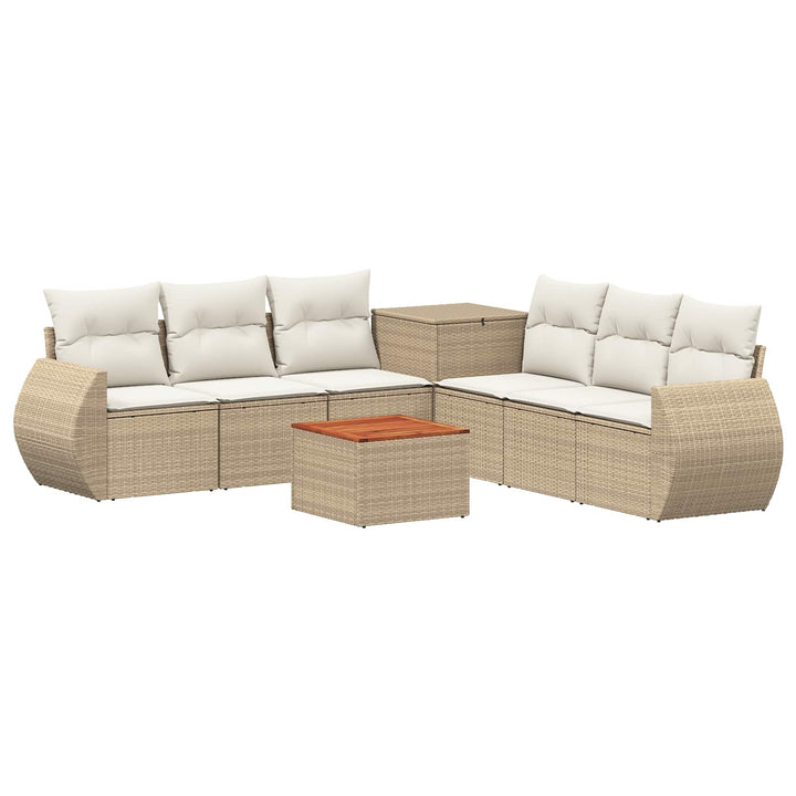 Sofa Sæt 8 stk. Beige og cremehvid Poly Rattan og Stål