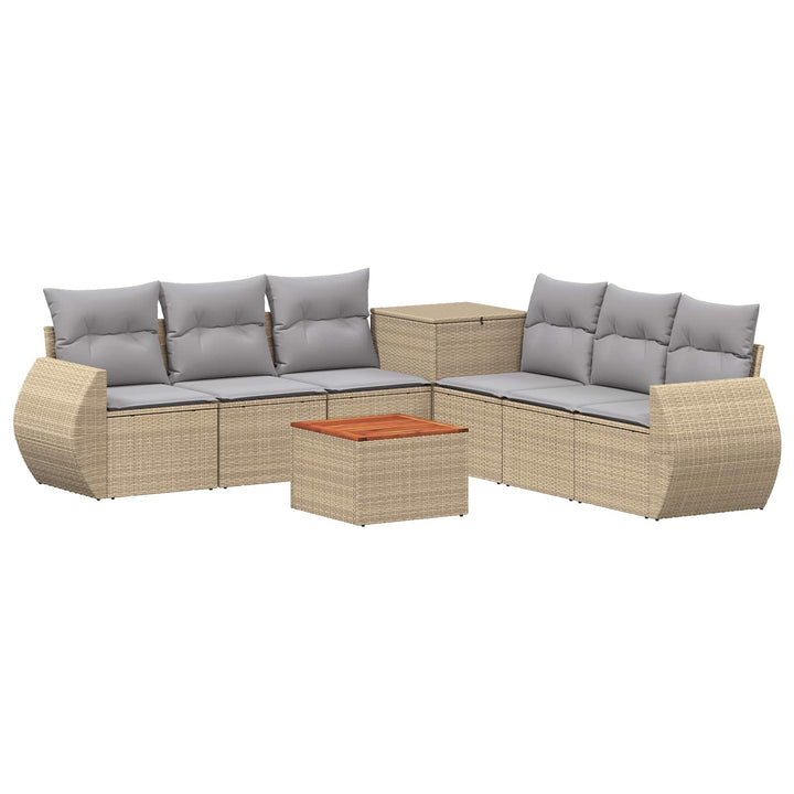 Sofa Sæt 8 stk. Beige og lys grå Poly Rattan og Stål