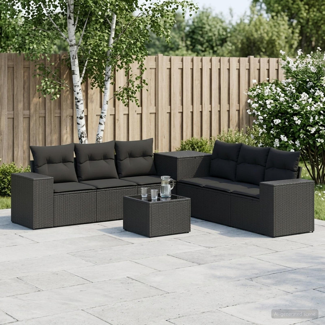 Sofa Sæt 8 stk. Sort Poly Rattan og Stål