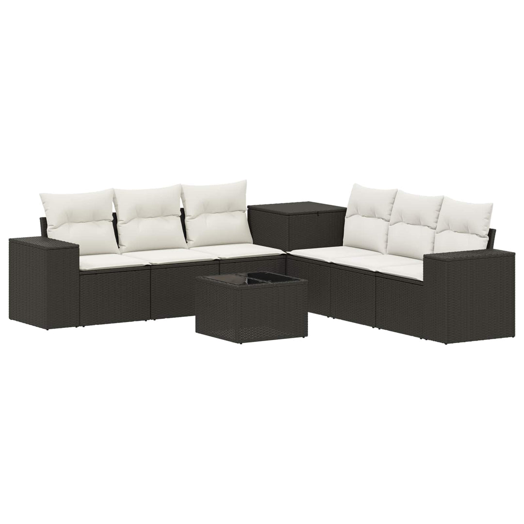 Sofa Sæt 8 stk. Sort og Cremehvid Poly Rattan og Stål