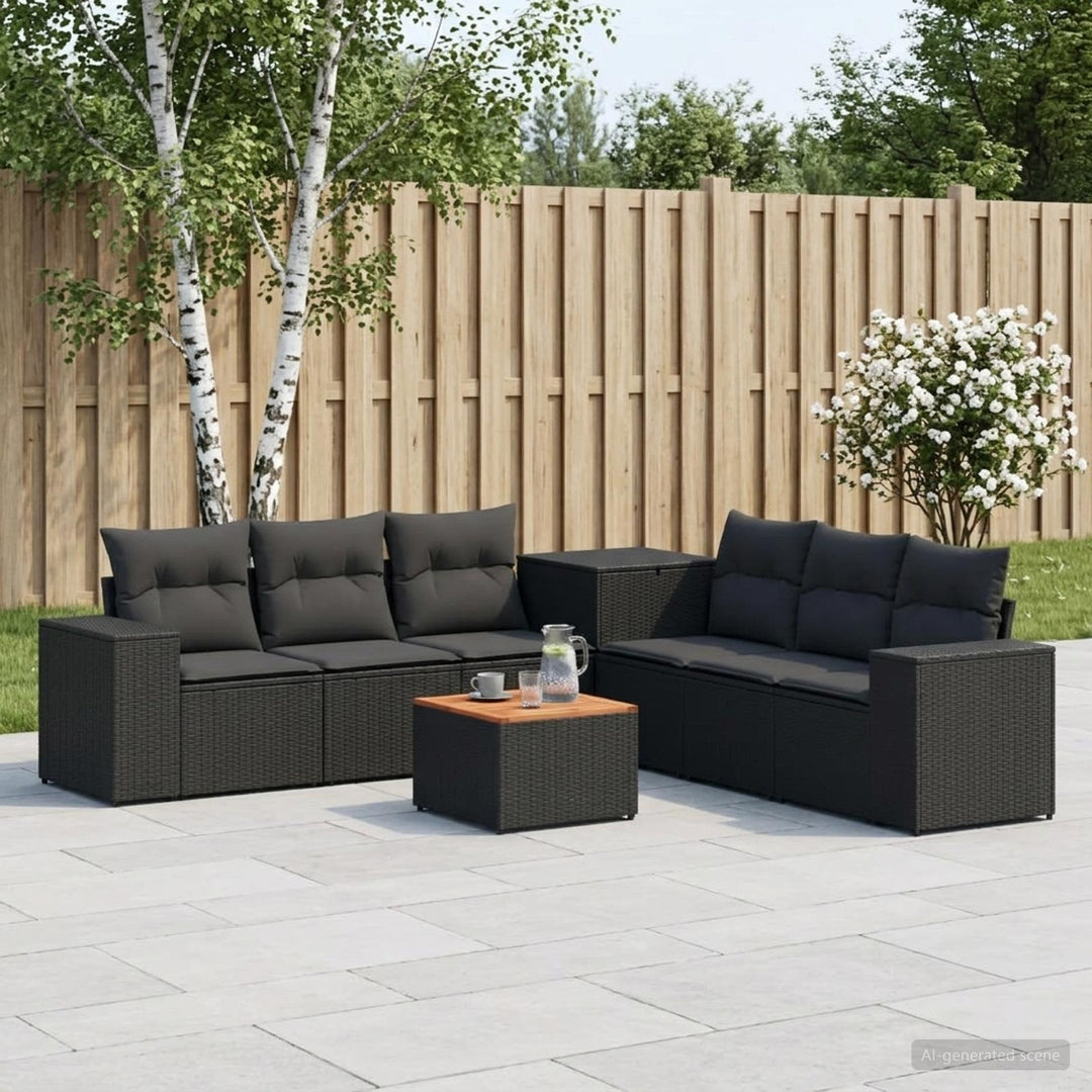 Sofa Sæt 8 stk. Sort Poly Rattan og Stål