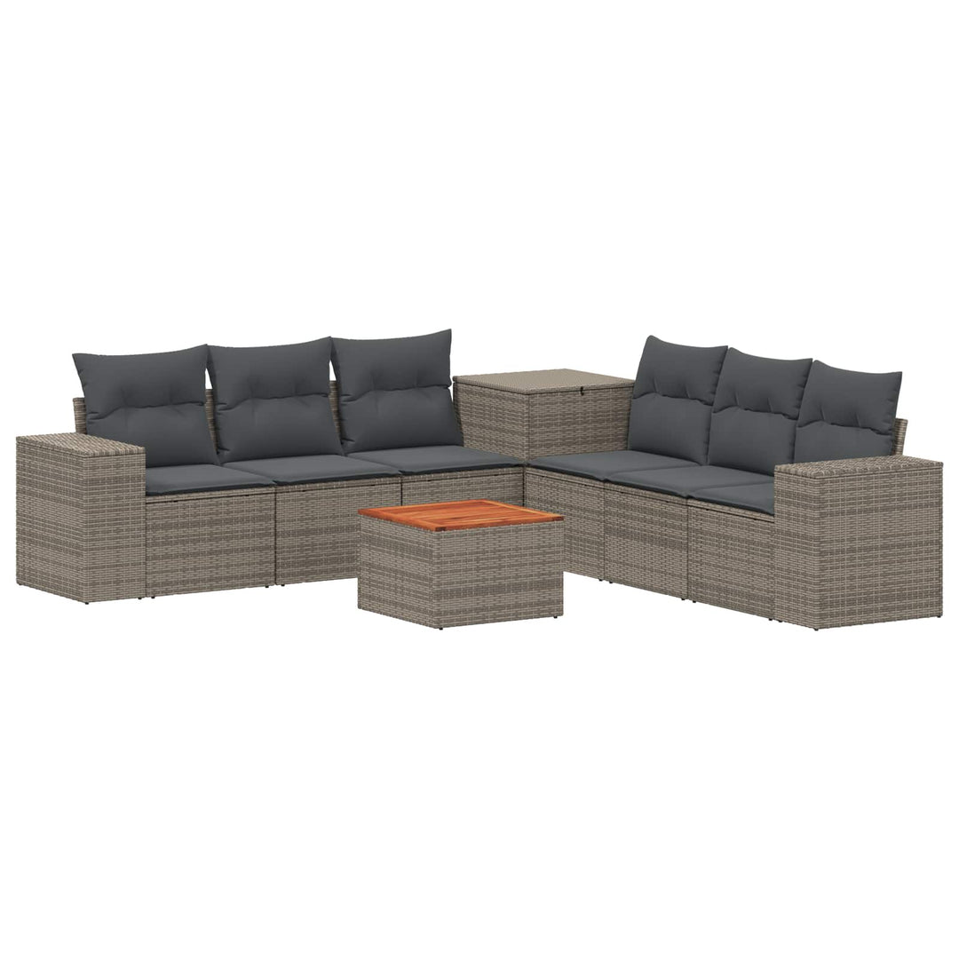 Sofa Sæt 8 stk. Grå og Mørkegrå Poly Rattan og Stål