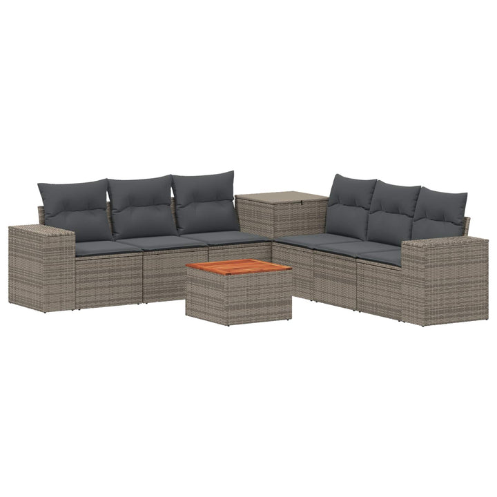 Sofa Sæt 8 stk. Grå og Mørkegrå Poly Rattan og Stål