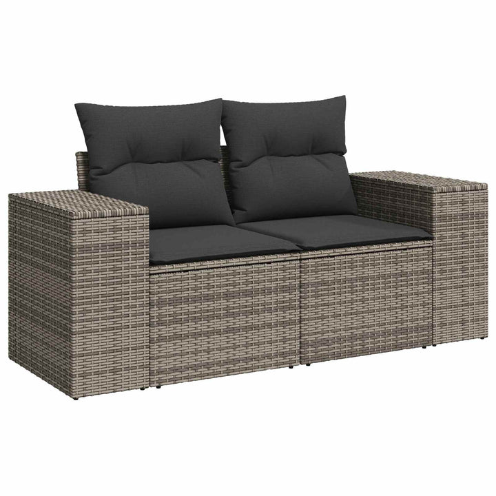 Sofa Sæt 8 stk. Grå og Mørkegrå Poly Rattan og Stål