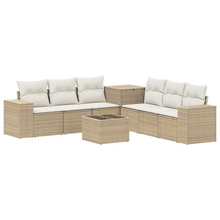 Sofa Sæt 8 stk. Beige og cremehvid Poly Rattan og Stål