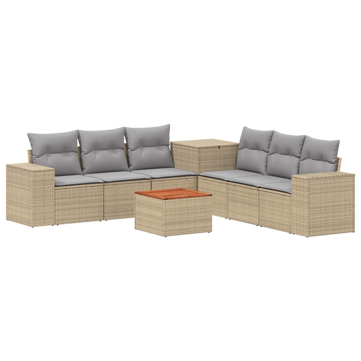 Sofa Sæt 8 stk. Beige og lys grå Poly Rattan og Stål