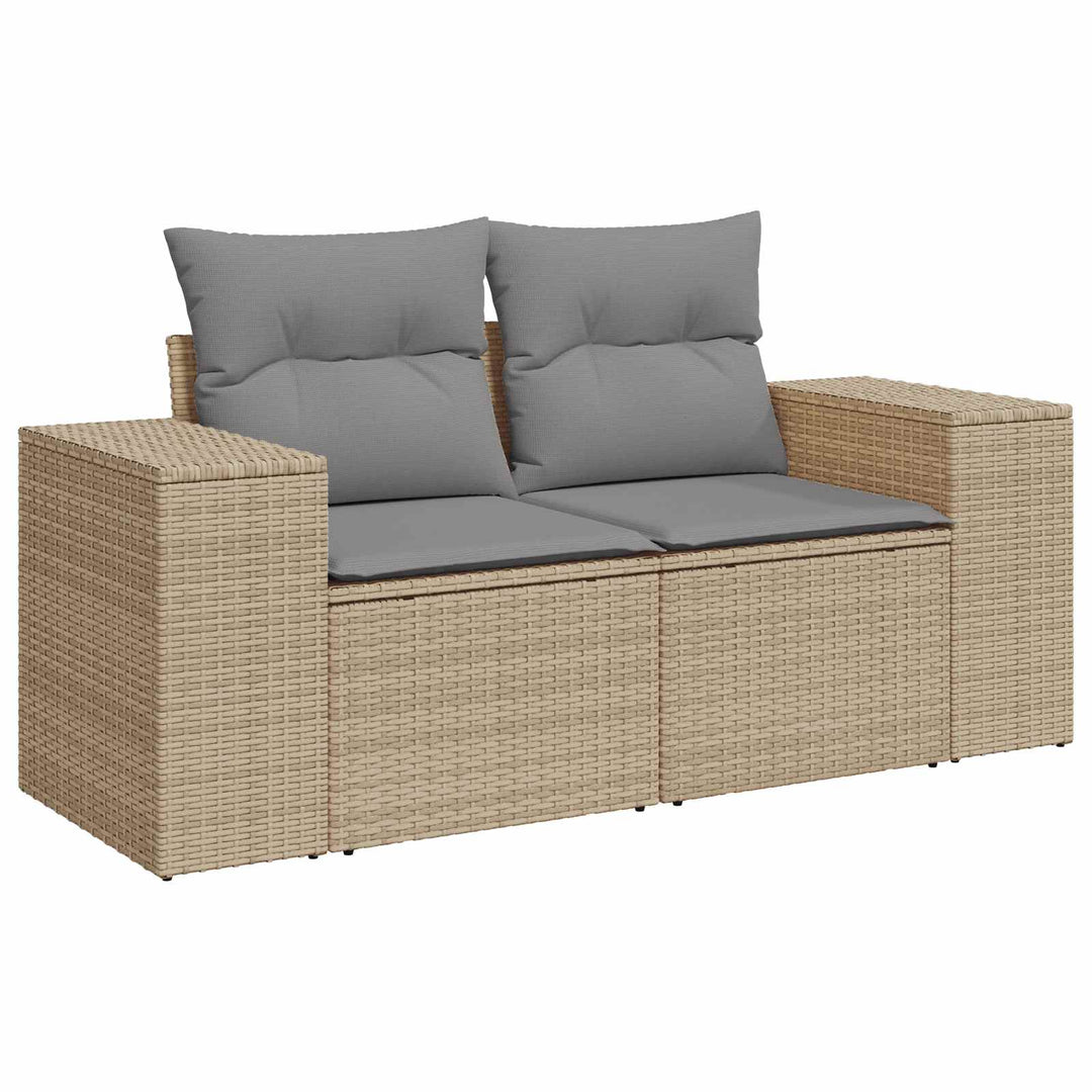 Sofa Sæt 8 stk. Beige og lys grå Poly Rattan og Stål