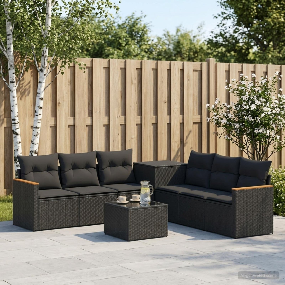 Sofa Sæt 8 stk. Sort Poly Rattan og Stål