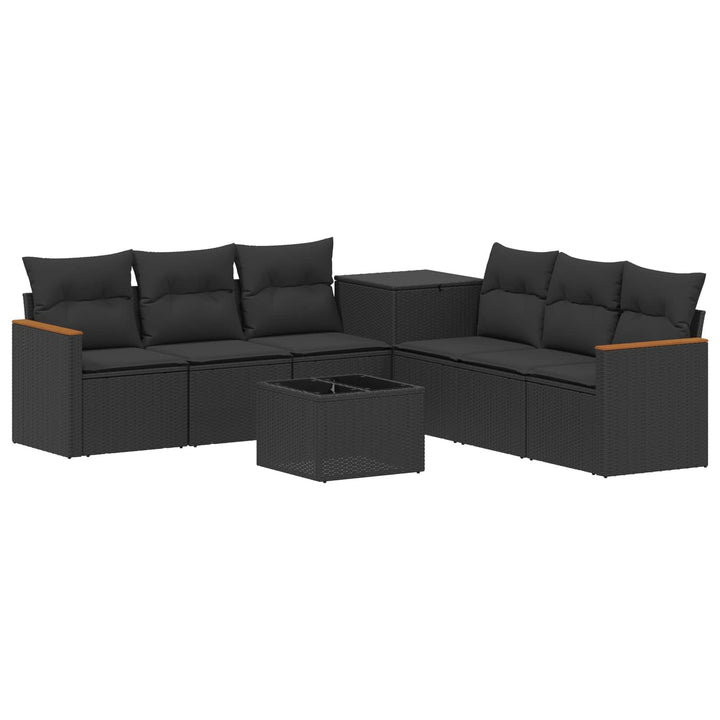 Sofa Sæt 8 stk. Sort Poly Rattan og Stål