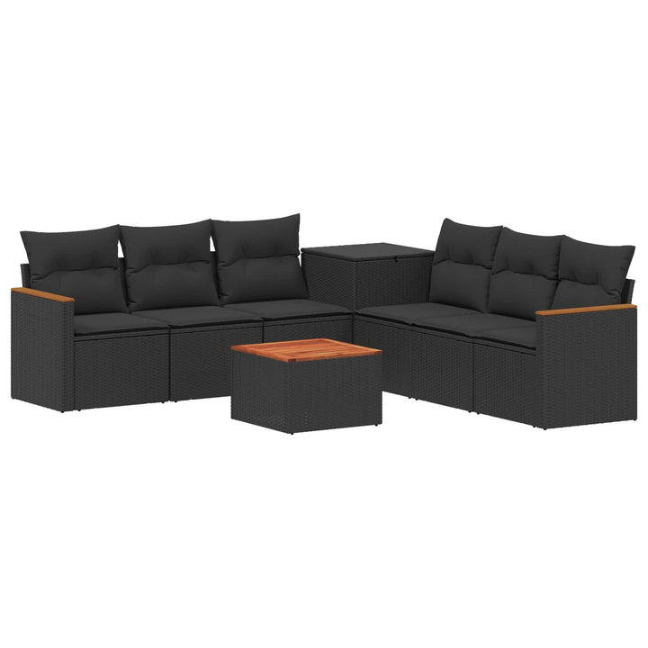 Sofa Sæt 8 stk. Sort Poly Rattan og Stål