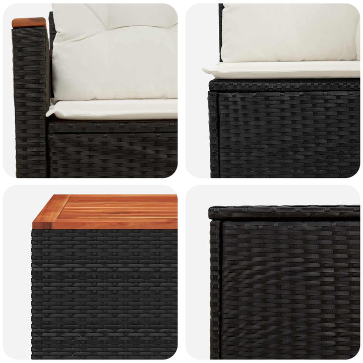 Sofa Sæt 8 stk. Sort og Cremehvid Poly Rattan og Stål
