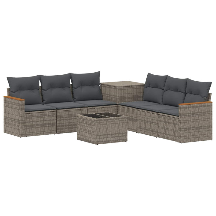 Sofa Sæt 8 stk. Grå og Mørkegrå Poly Rattan og Stål
