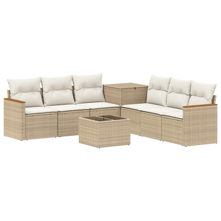 Sofa Sæt 8 stk. Beige og cremehvid Poly Rattan og Stål
