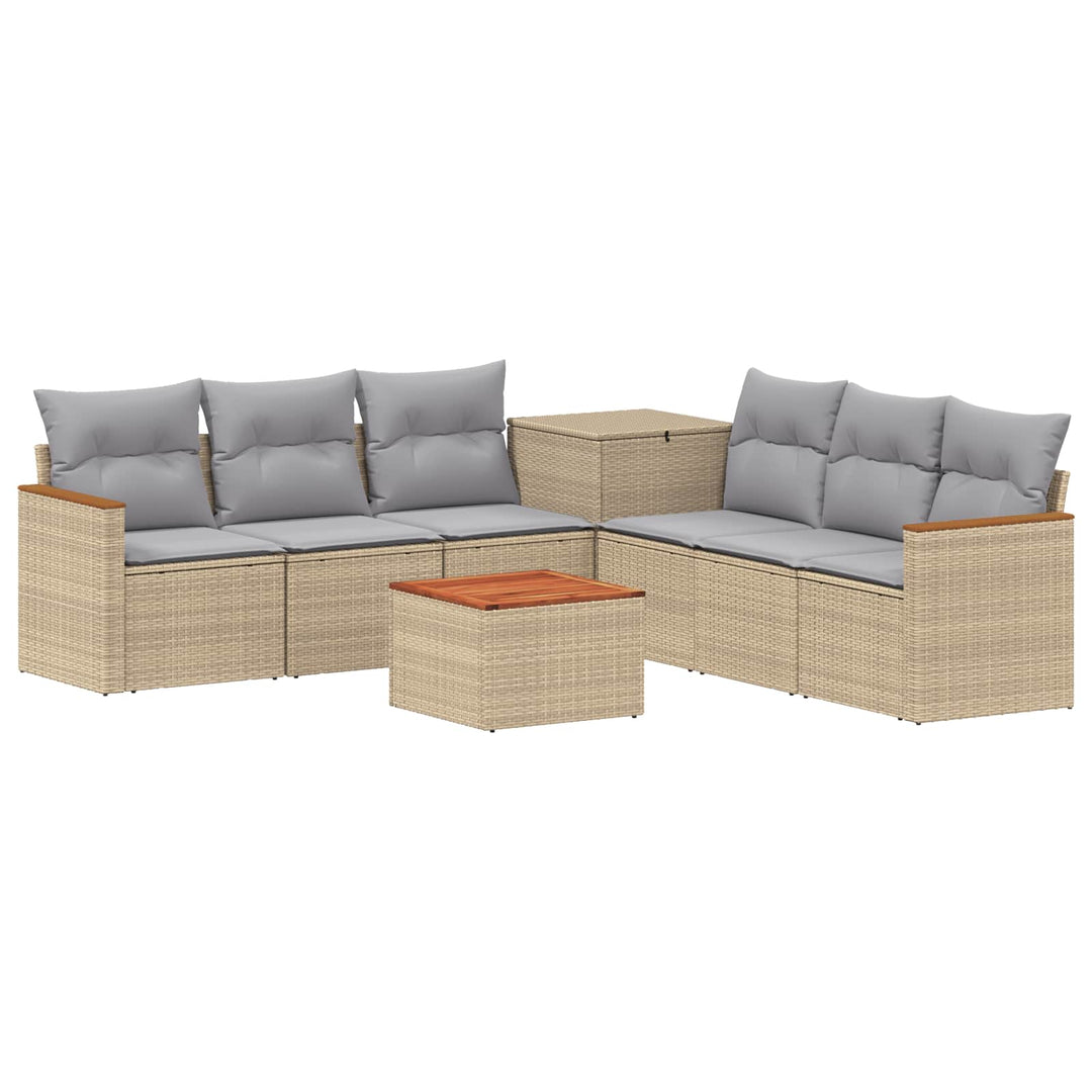 Sofa Sæt 8 stk. Beige og lys grå Poly Rattan og Stål