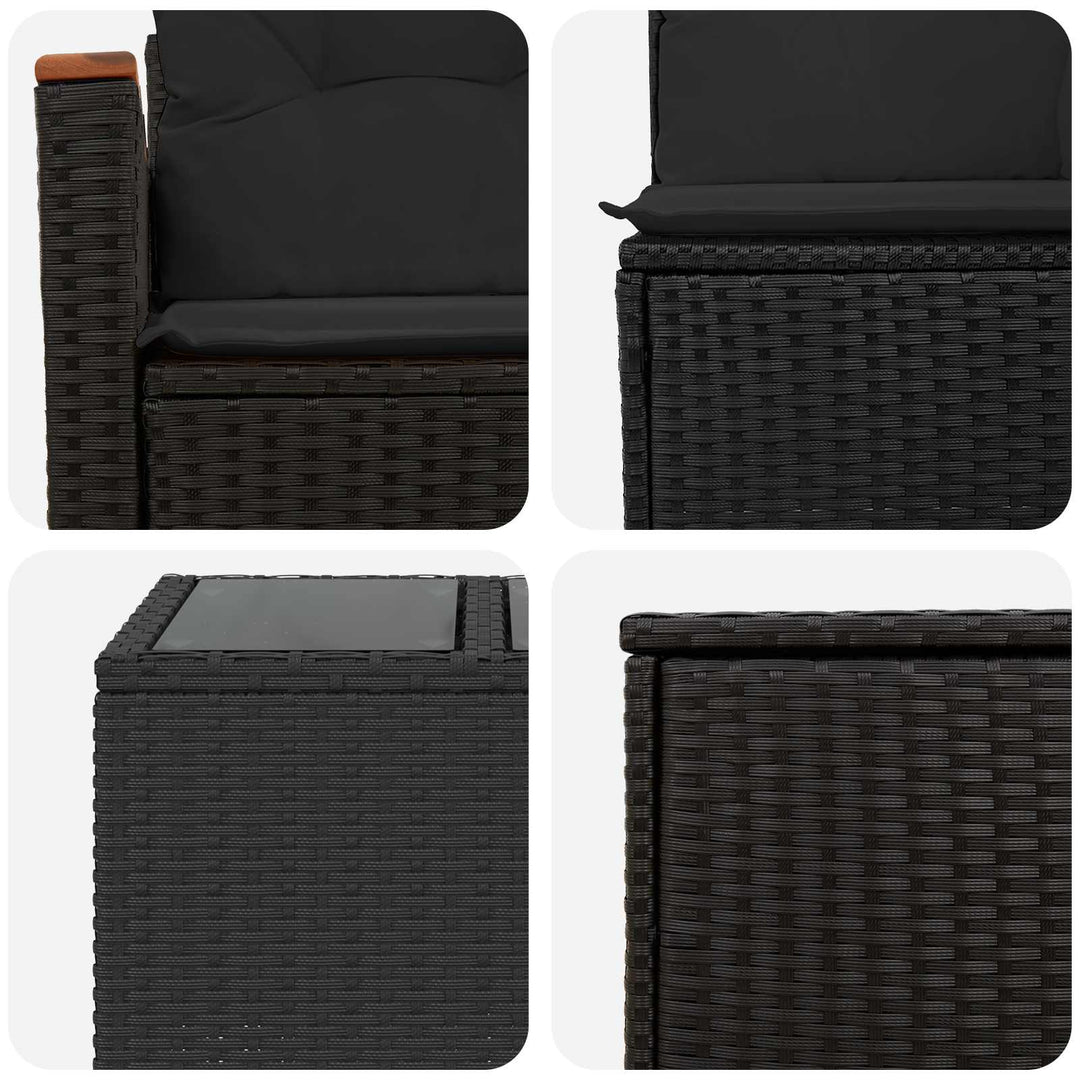 Sofa Sæt 8 stk. Sort Poly Rattan og Stål