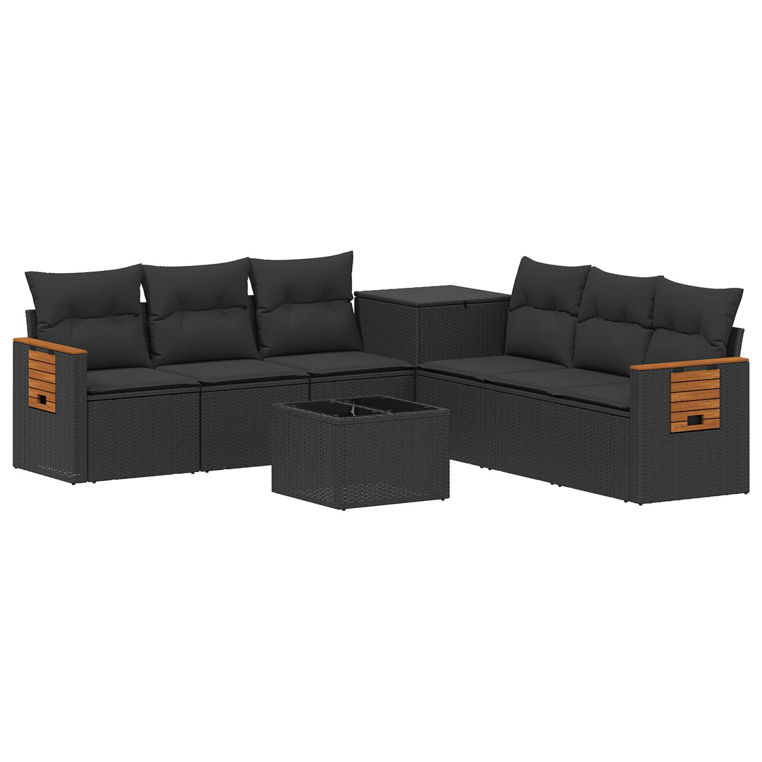 Sofa Sæt 8 stk. Sort Poly Rattan og Stål