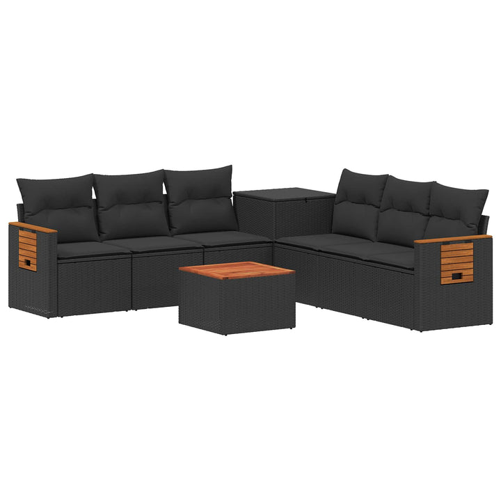 Sofa Sæt 8 stk. Sort Poly Rattan og Stål