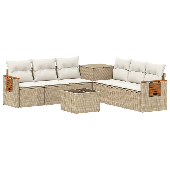 Sofa Sæt 8 stk. Beige og cremehvid Poly Rattan og Stål