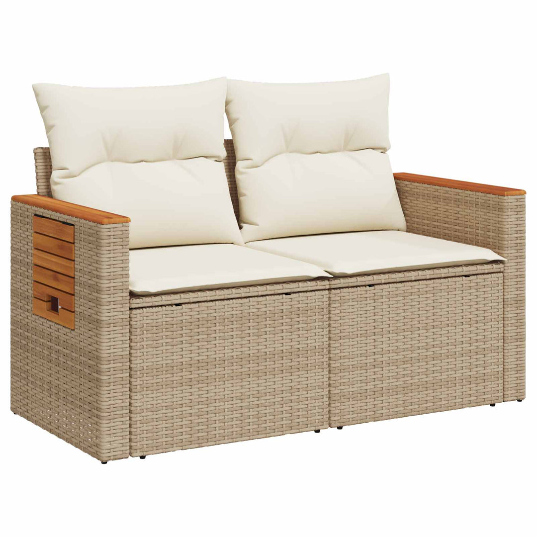 Sofa Sæt 8 stk. Beige og cremehvid Poly Rattan og Stål