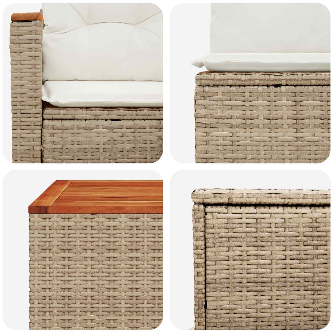 Sofa Sæt 8 stk. Beige og cremehvid Poly Rattan og Stål