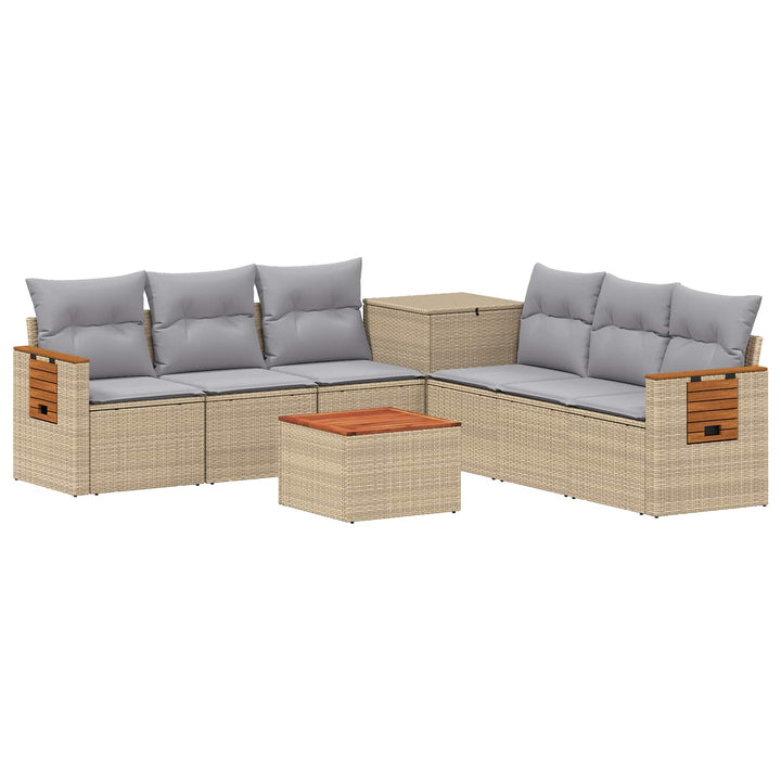 Sofa Sæt 8 stk. Beige og lys grå Poly Rattan og Stål