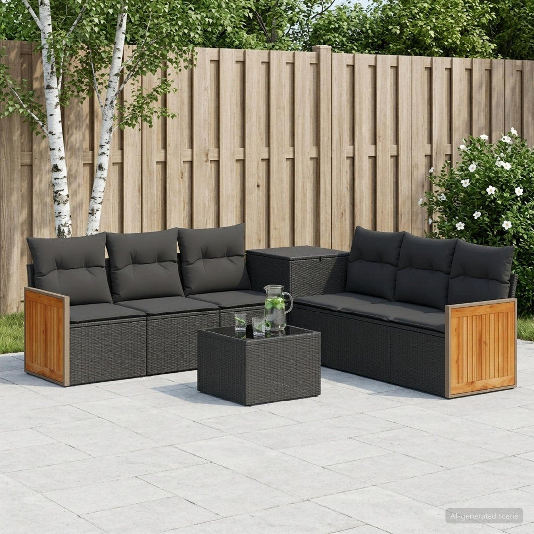 Sofa Sæt 8 stk. Sort Poly Rattan og Stål