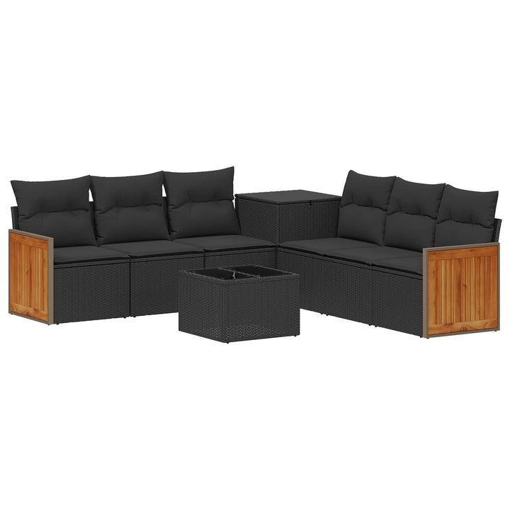 Sofa Sæt 8 stk. Sort Poly Rattan og Stål