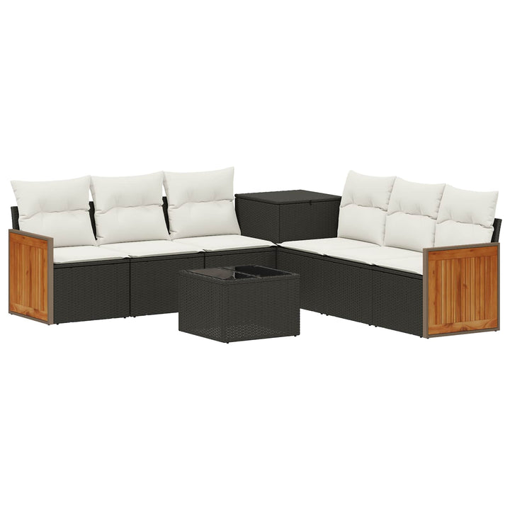 Sofa Sæt 8 stk. Sort og Cremehvid Poly Rattan og Stål
