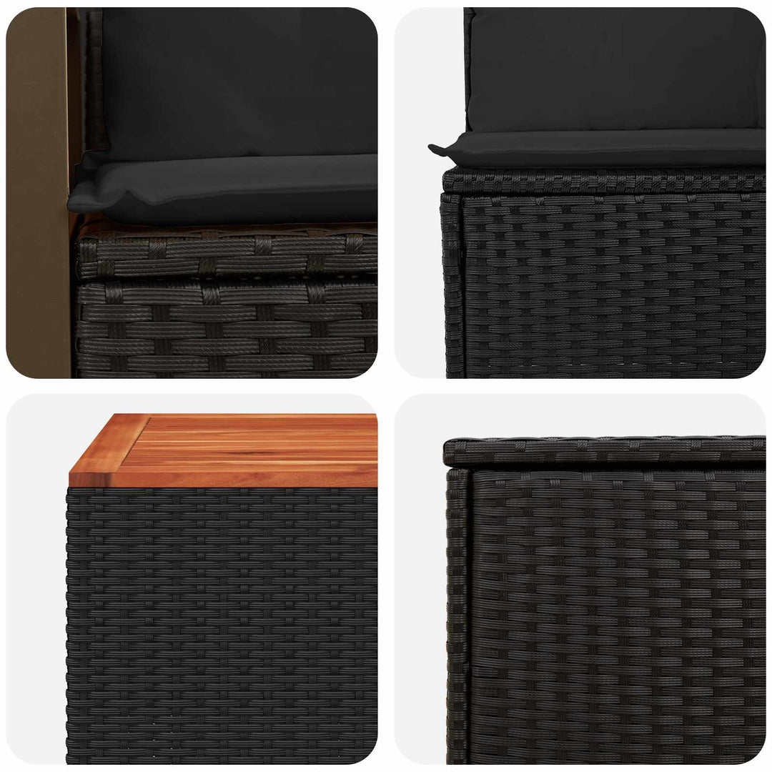 Sofa Sæt 8 stk. Sort Poly Rattan og Stål