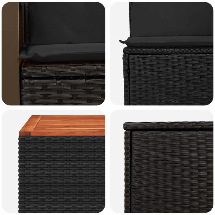 Sofa Sæt 8 stk. Sort Poly Rattan og Stål