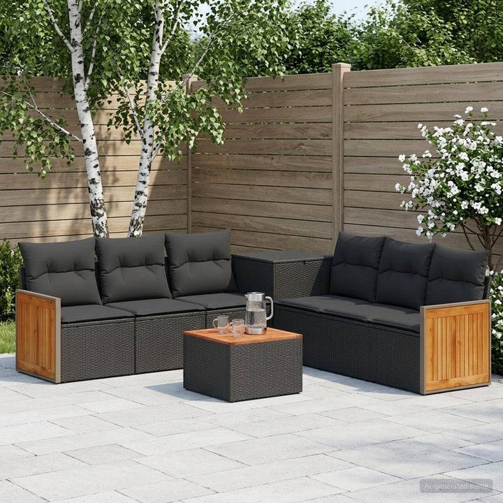 Sofa Sæt 8 stk. Sort Poly Rattan og Stål