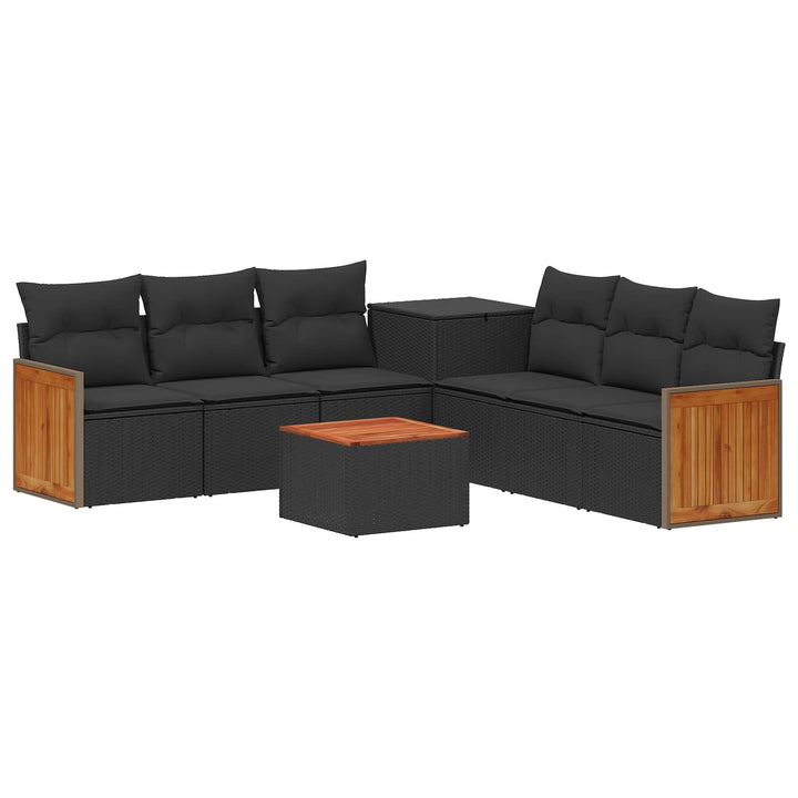 Sofa Sæt 8 stk. Sort Poly Rattan og Stål