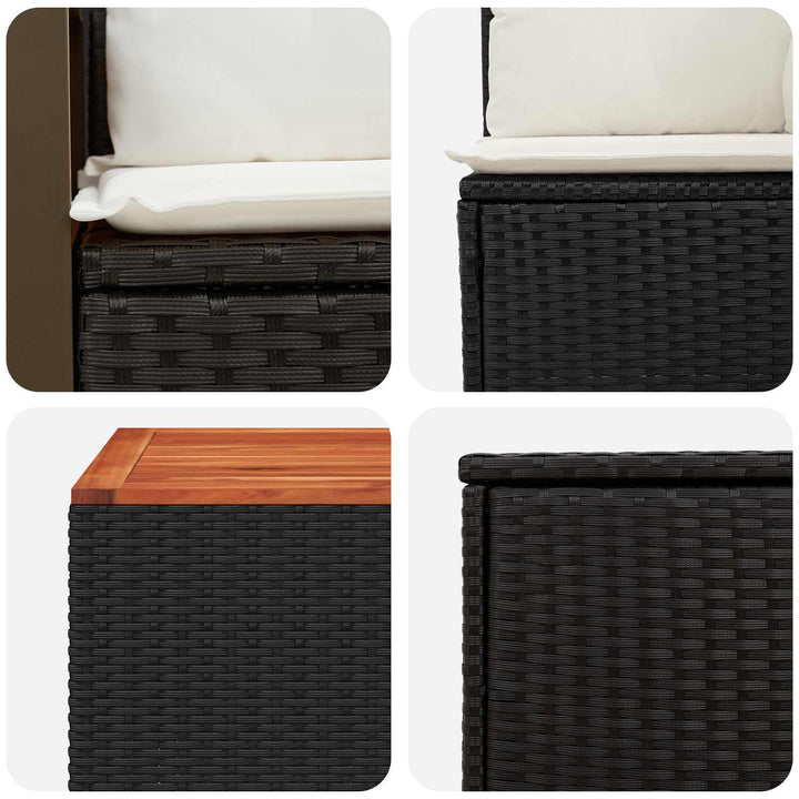Sofa Sæt 8 stk. Sort og Cremehvid Poly Rattan og Stål