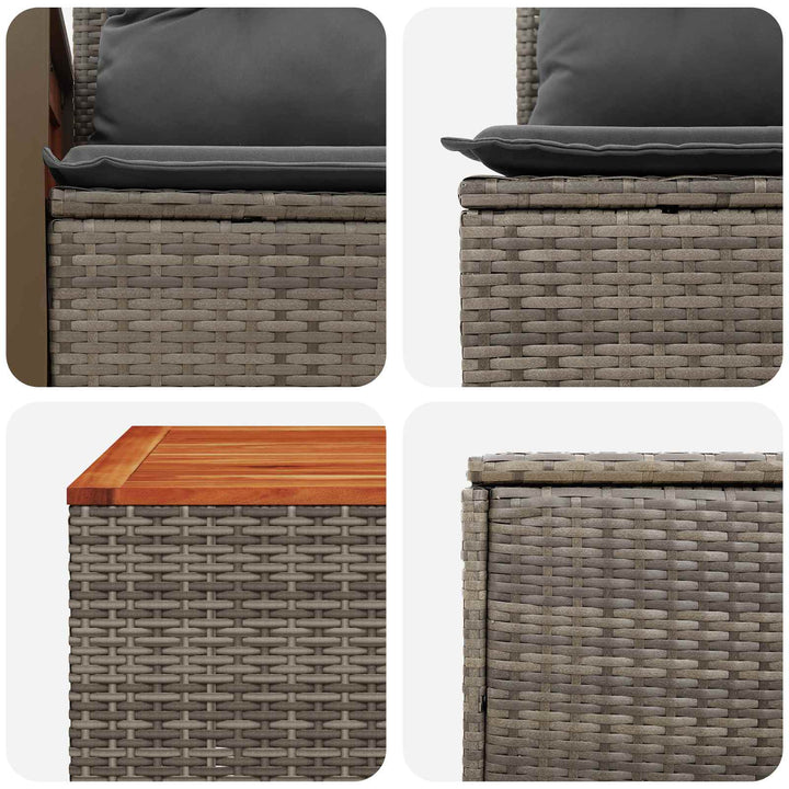 Sofa Sæt 8 stk. Grå og Mørkegrå Poly Rattan og Stål