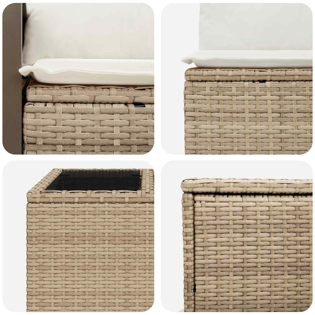 Sofa Sæt 8 stk. Beige og cremehvid Poly Rattan og Stål