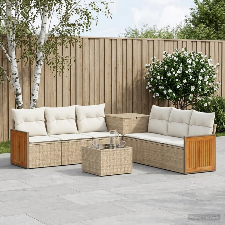 Sofa Sæt 8 stk. Beige og cremehvid Poly Rattan og Stål