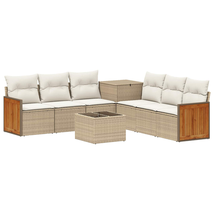 Sofa Sæt 8 stk. Beige og cremehvid Poly Rattan og Stål