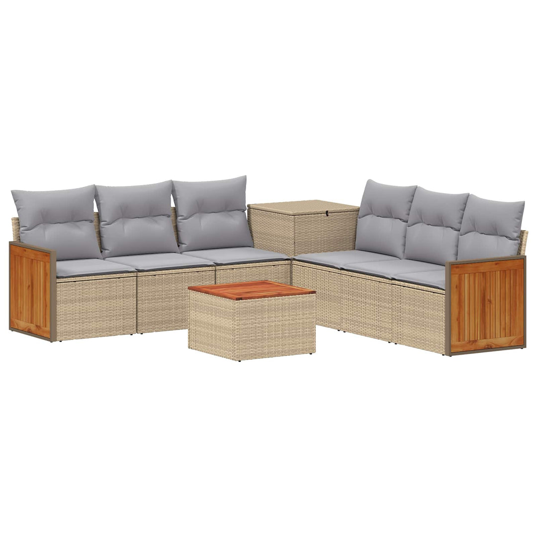 Sofa Sæt 8 stk. Beige og lys grå Poly Rattan og Stål