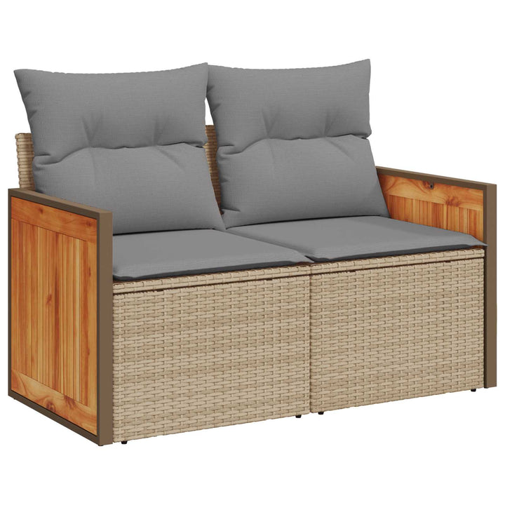 Sofa Sæt 8 stk. Beige og lys grå Poly Rattan og Stål