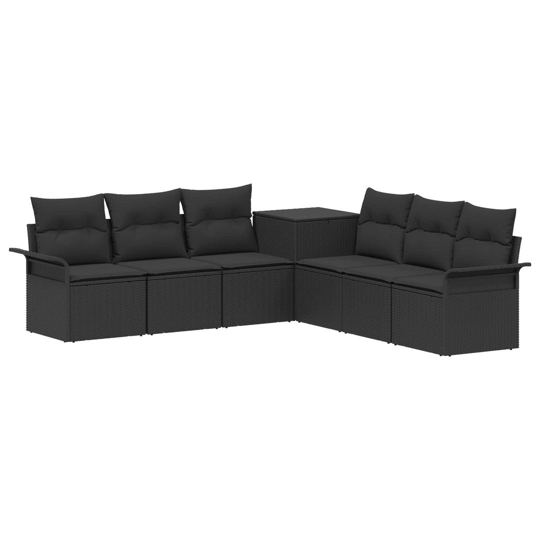 Sofa Sæt 7 stk. Sort Poly Rattan og Stål