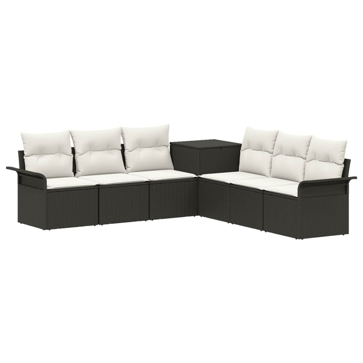 Sofa Sæt 7 stk. Sort og Cremehvid Poly Rattan og Stål