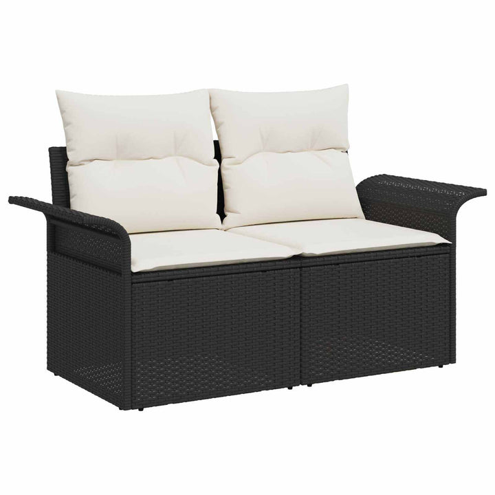 Sofa Sæt 7 stk. Sort og Cremehvid Poly Rattan og Stål