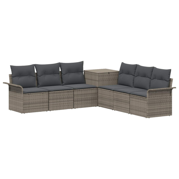 Sofa Sæt 7 stk. Grå og Mørkegrå Poly Rattan og Stål