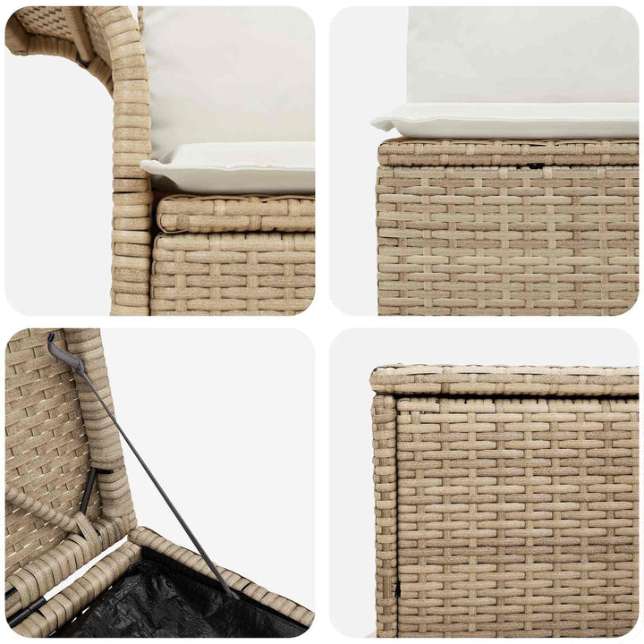 Sofa Sæt 7 stk. Beige og cremehvid Poly Rattan og Stål