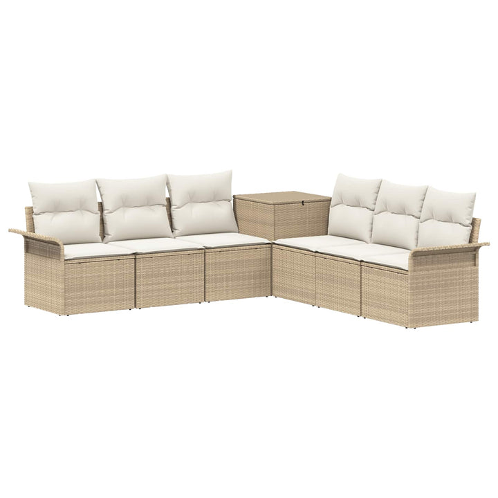 Sofa Sæt 7 stk. Beige og cremehvid Poly Rattan og Stål
